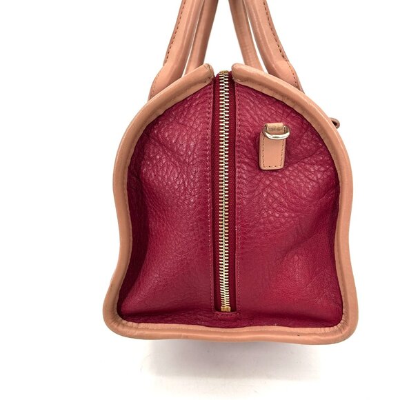 SEE BY CHLOE Burgundy Tan Pebbled Leather Luxury Designer Handbag Purse - Picture 6 of 12